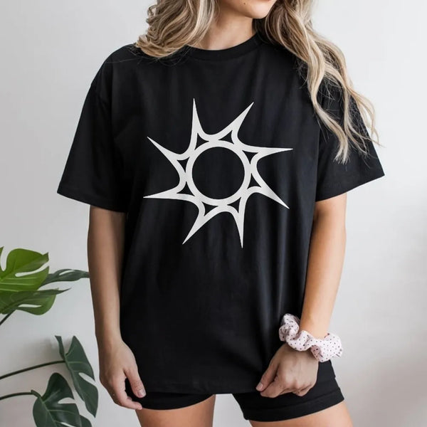 Geometric Sun Symbol T-Shirt | Minimalist Star Graphic | Premium Cotton Tee | Unisex Y2K Emo Aesthetic Gift for Gamers