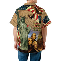 God Bless America Hawaiian Shirt | Founding Fathers Patriotic Print | Lightweight Woven Polyester | July 4th Apparel for Men