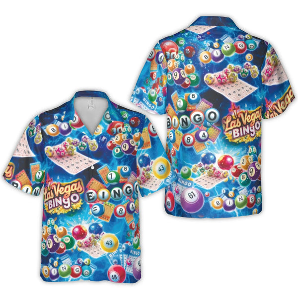 Las Vegas Bingo Hawaiian Shirt | Casino Night Graphic Print | Lightweight Woven Polyester | Fun Birthday Gift For Bingo Playe