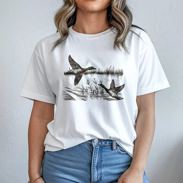 Mallard Duck T-Shirt | Vintage Wildlife Pond Illustration | Premium 100% Cotton | Hunting Gift For Outdoorsman And Nature Lov